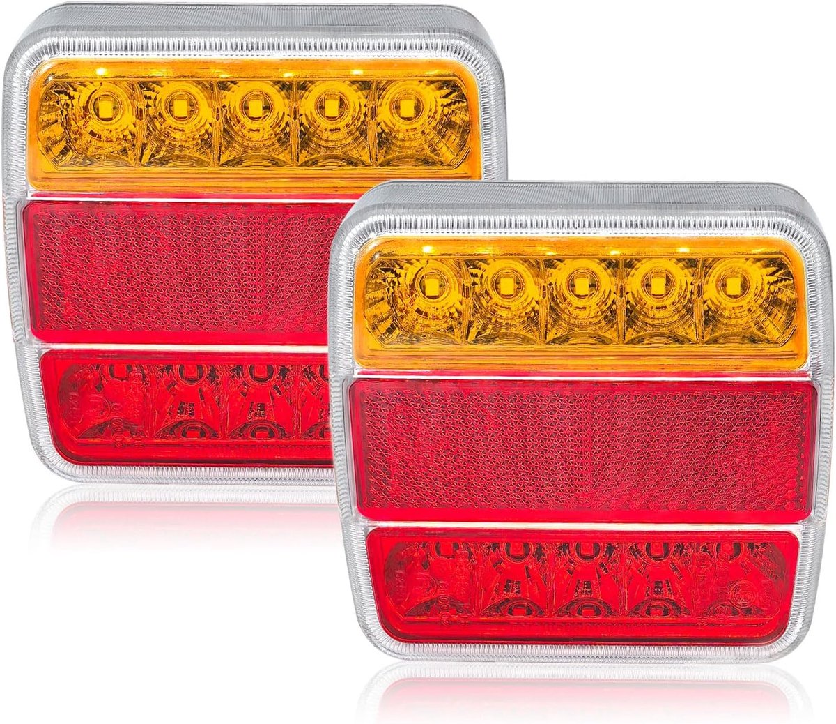 Trailerachterlichten 2 Pack LED 12v - E-mark goedgekeurd - Waterdicht IP67 - Multifunctioneel met reflectoren - ShopVlot