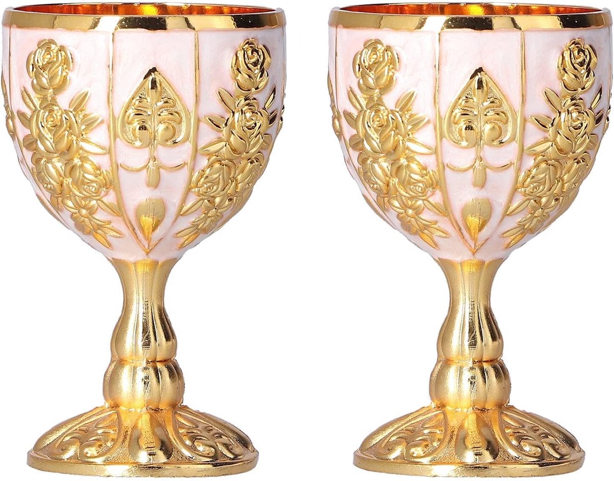 Vintage wijnglas 30ml - massief metaal - luxe goudkleurig - perfect als decoratie - ShopVlot