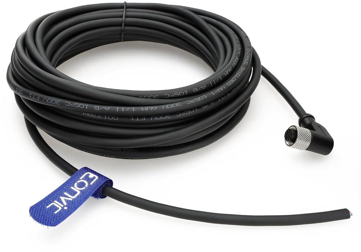 M12 sensor kabel 5m - 8-polige recht hoek aansluiting - waterdicht en corrosiebestendig - ShopVlot
