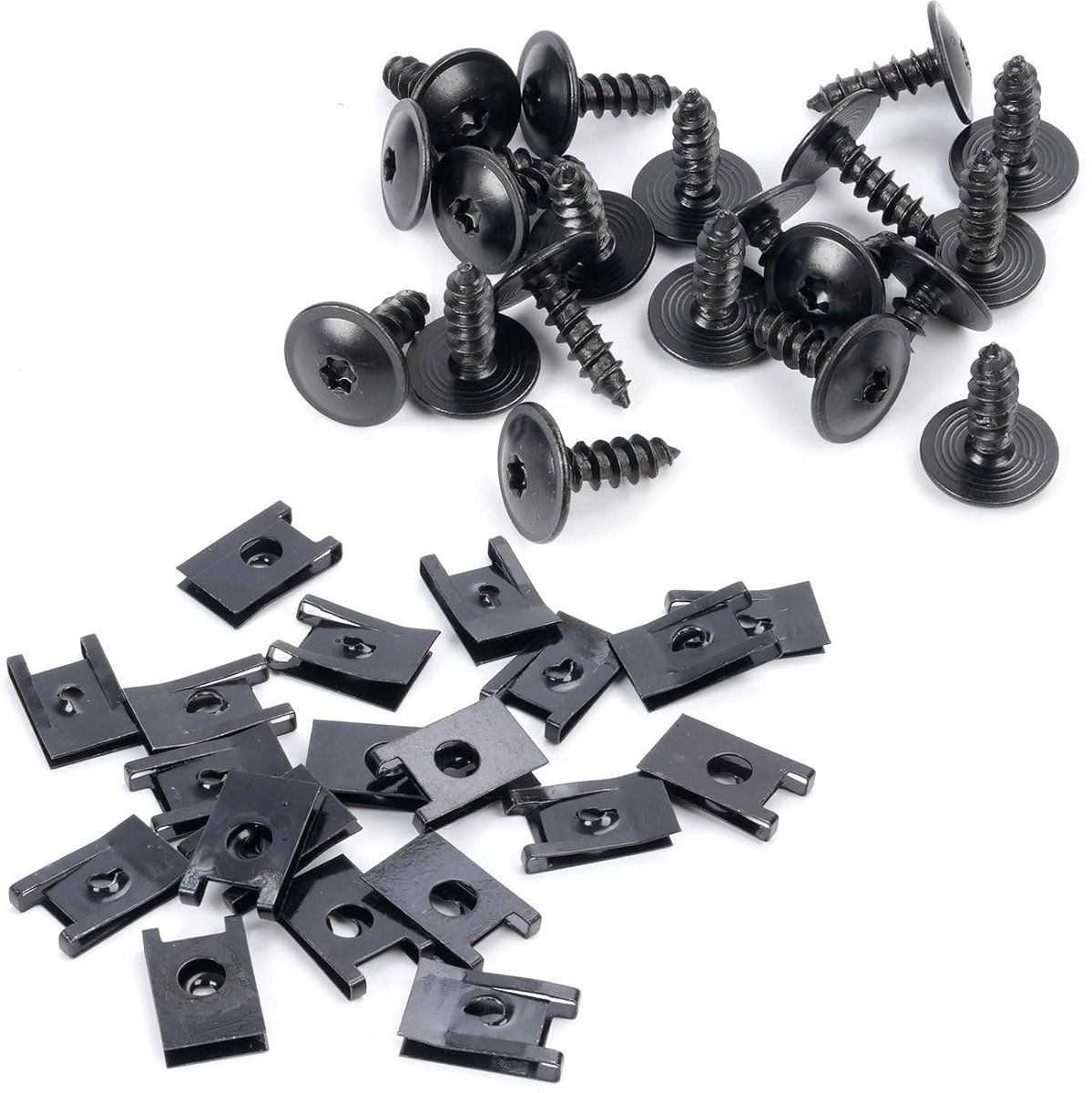 Set van 40 schroefmoeren clip kit - 20 onderloopbescherming schroeven - 20 U clips - voor carrosserie bescherming - ShopVlot