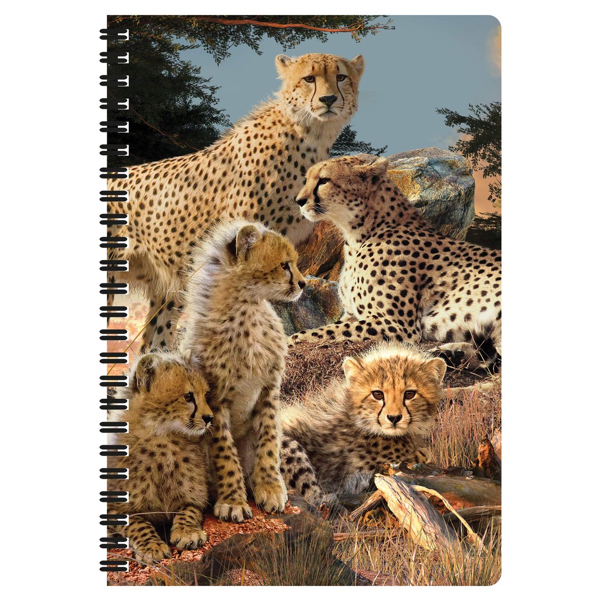 Notitieboek A5 - 3D Cheetah Clan - 80 pagina's - kunstwerken van David Penfound - perfect voor school en kantoor - ShopVlot