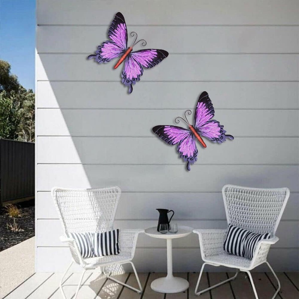 Metalen Vlinder Maat Large - Paars en Kleurrijk - 3D Effect - Perfect voor Tuin en Binnen - ShopVlot