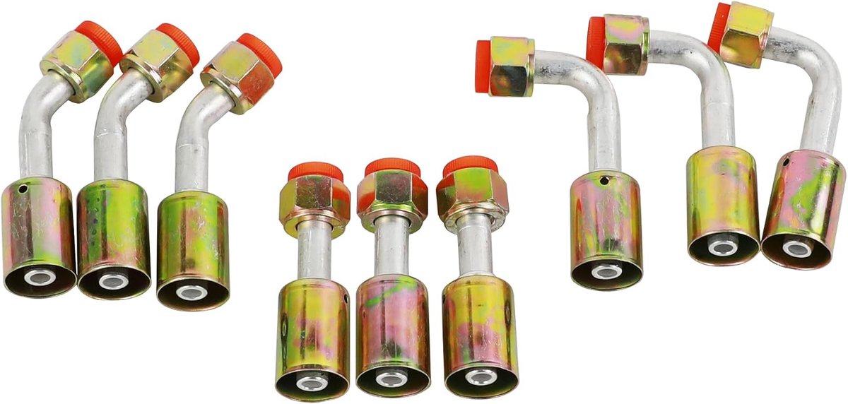 Airconditioning AC Fitting Set #8 - Female Oring Beadlock - 45 en 90 graden - Geschikt voor AI buizen - ShopVlot
