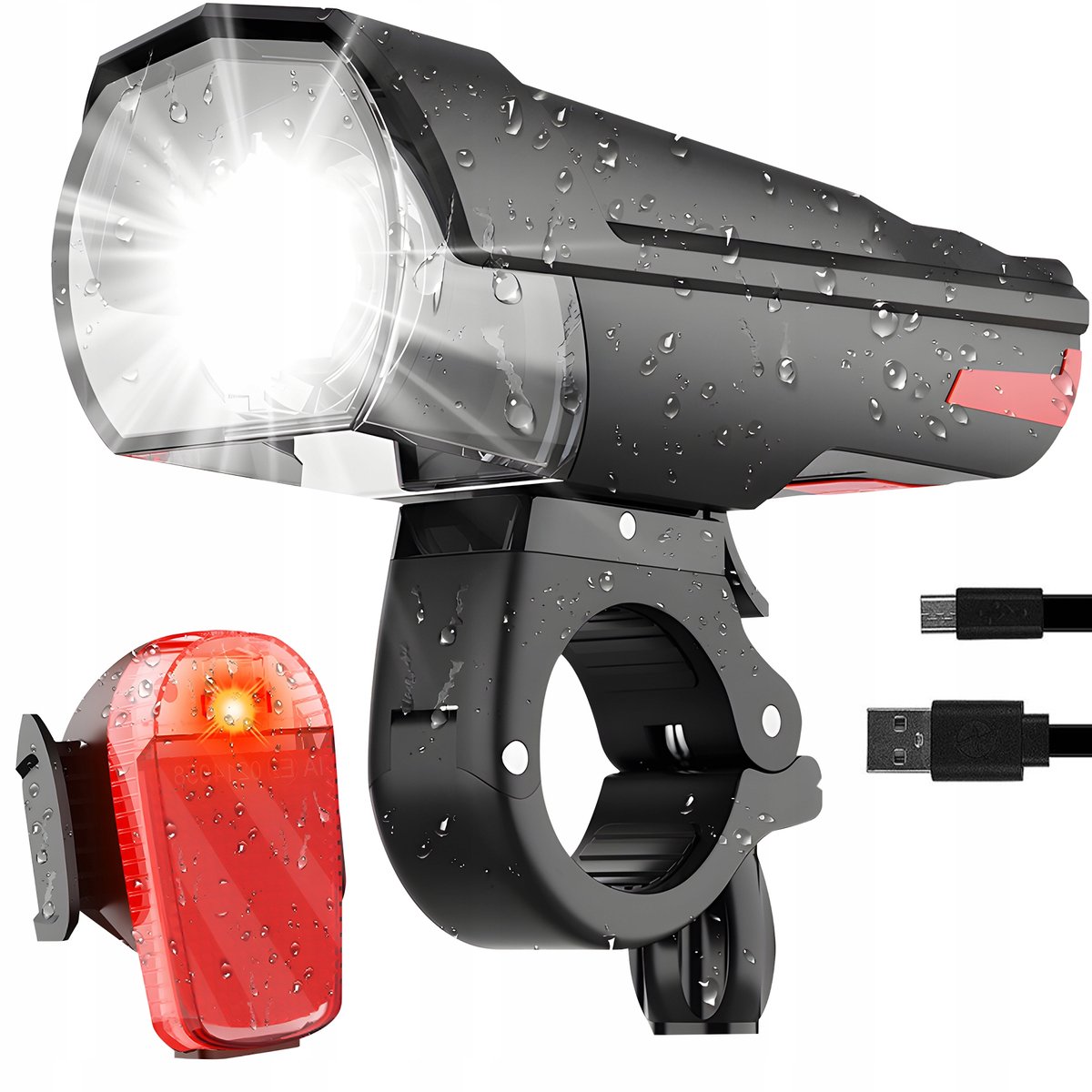 LED Fietsverlichting Set Voor & Achter USB Oplaadbaar