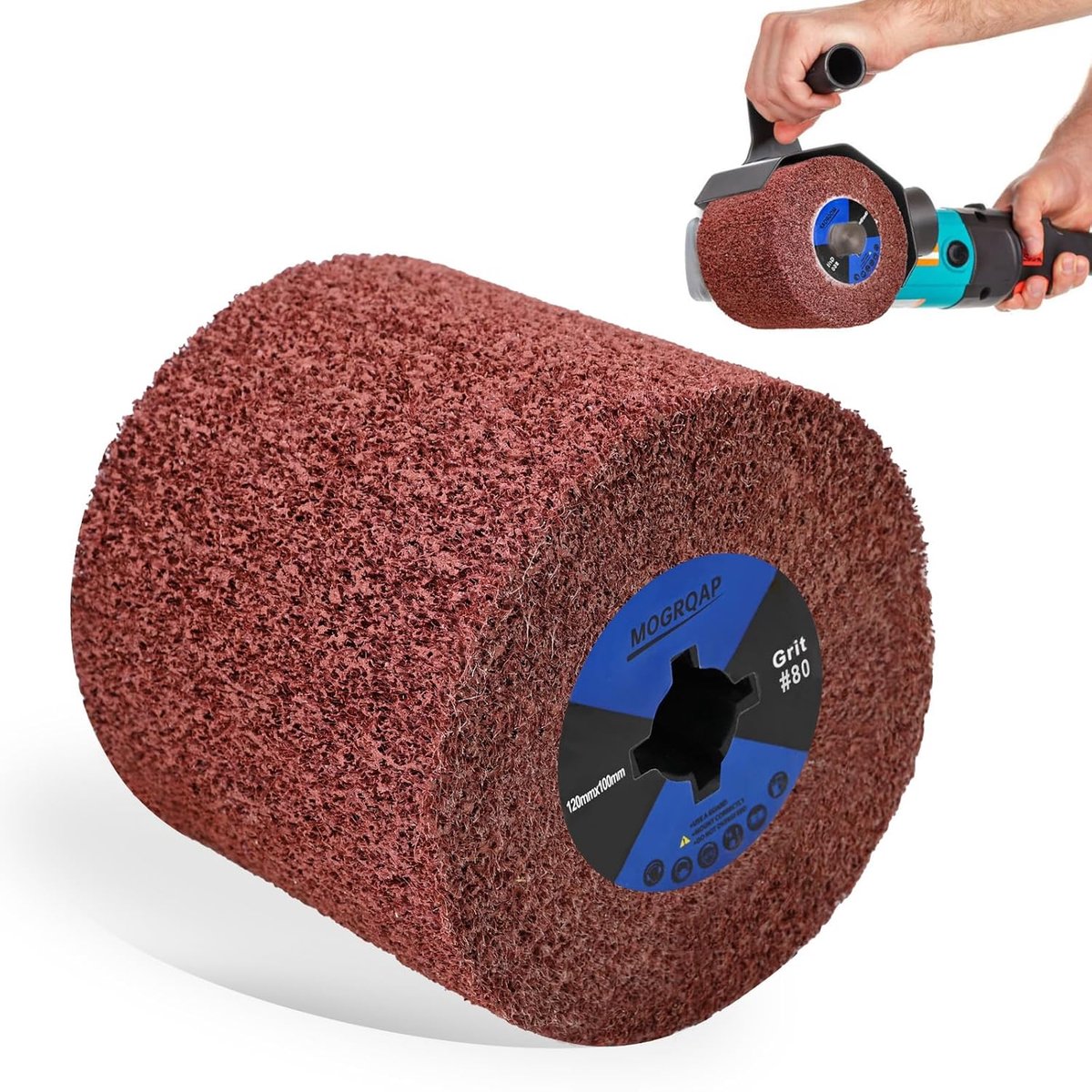 Schuurrolborstel 80 grit - Nylon borstels - 120mm diameter - Geschikt voor polijstmachines - ShopVlot