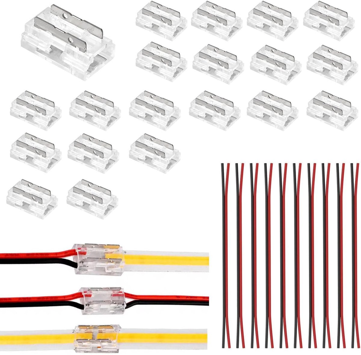 LED Strip Connector 8mm - 20pcs 2Pin - 9 Soorten Aansluitmethoden - Eenvoudige installatie - ShopVlot