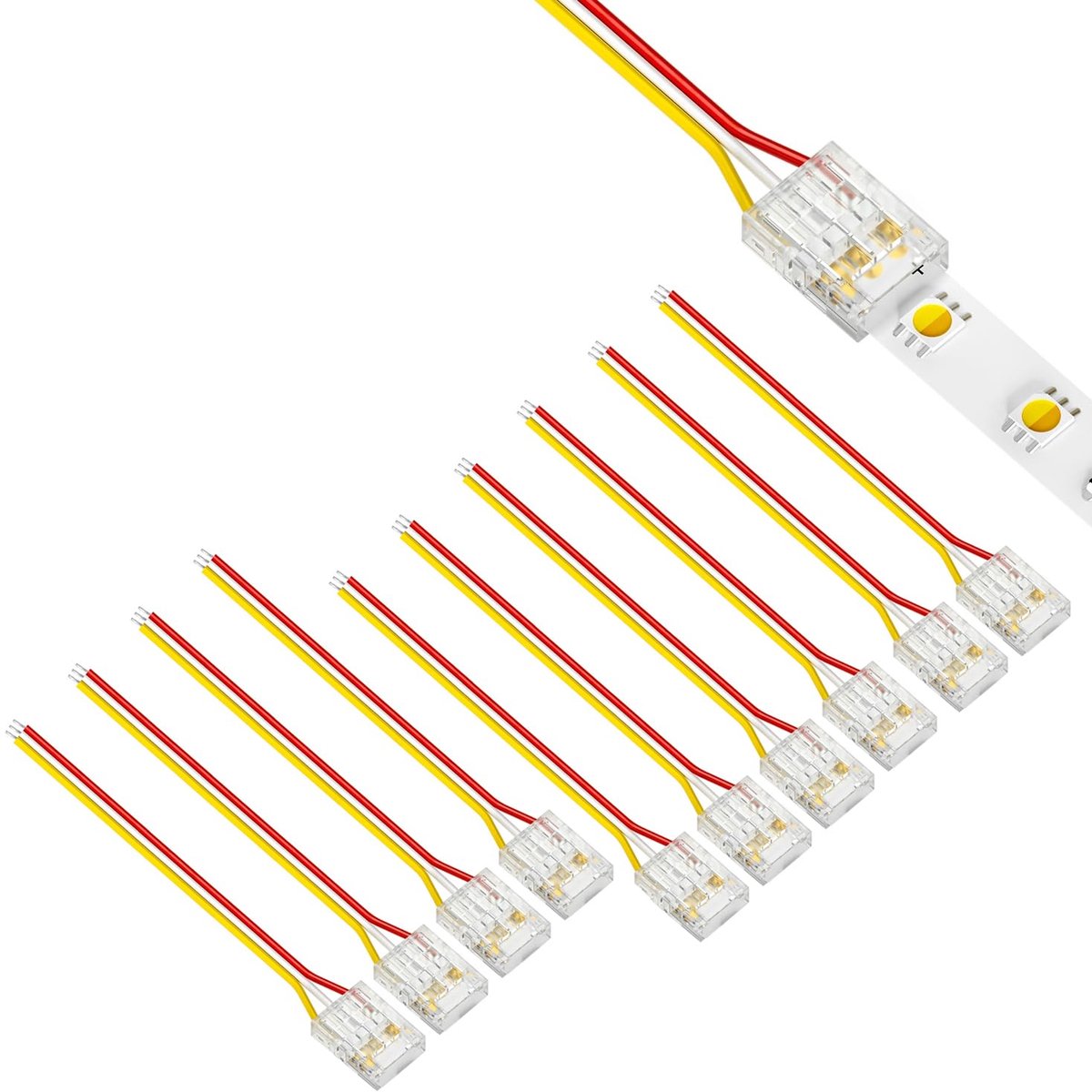 LED strip connector 12mm 3-polig - transparant - soldeervrij - snel en eenvoudig te installeren - ShopVlot
