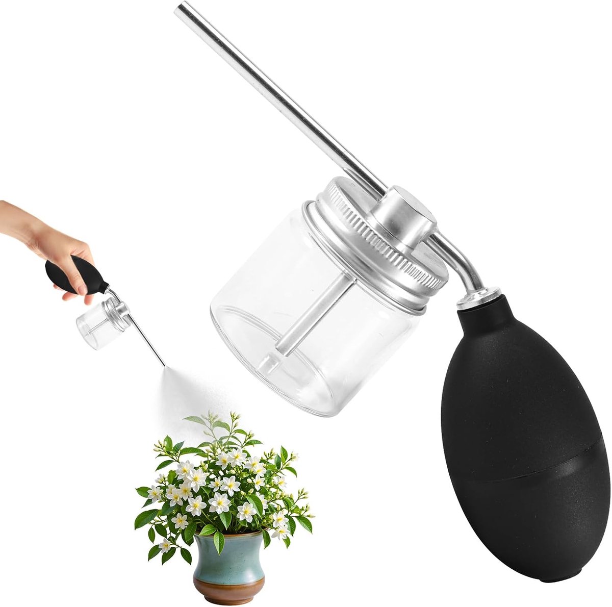 Poederverstuiver 50 ml - Kiezelsteenspray met metalen buis - Handapparaat voor tuinwerk - Ideaal voor binnen en buiten - ShopVlot