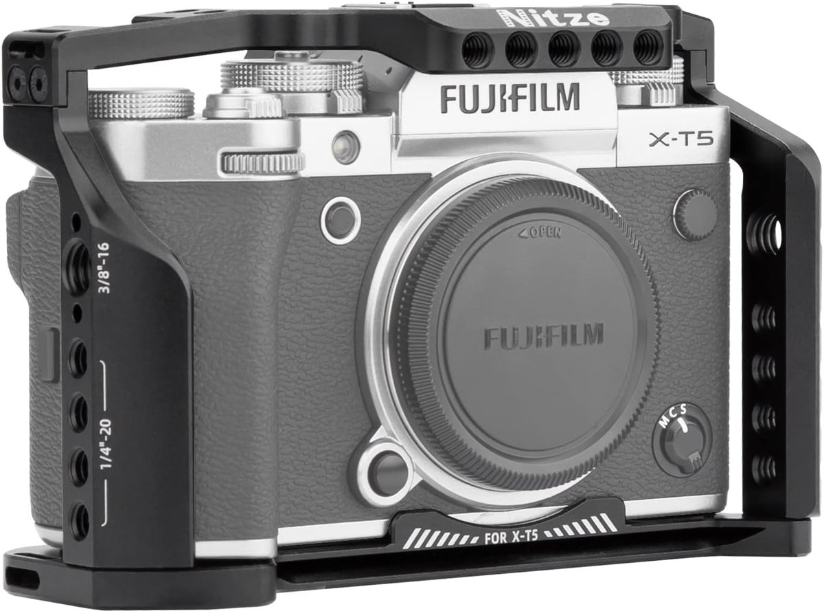 Camera cage voor Fujifilm X-T5 - lichtgewicht aluminium - geïntegreerde NATO-rail - optimale bescherming - ShopVlot