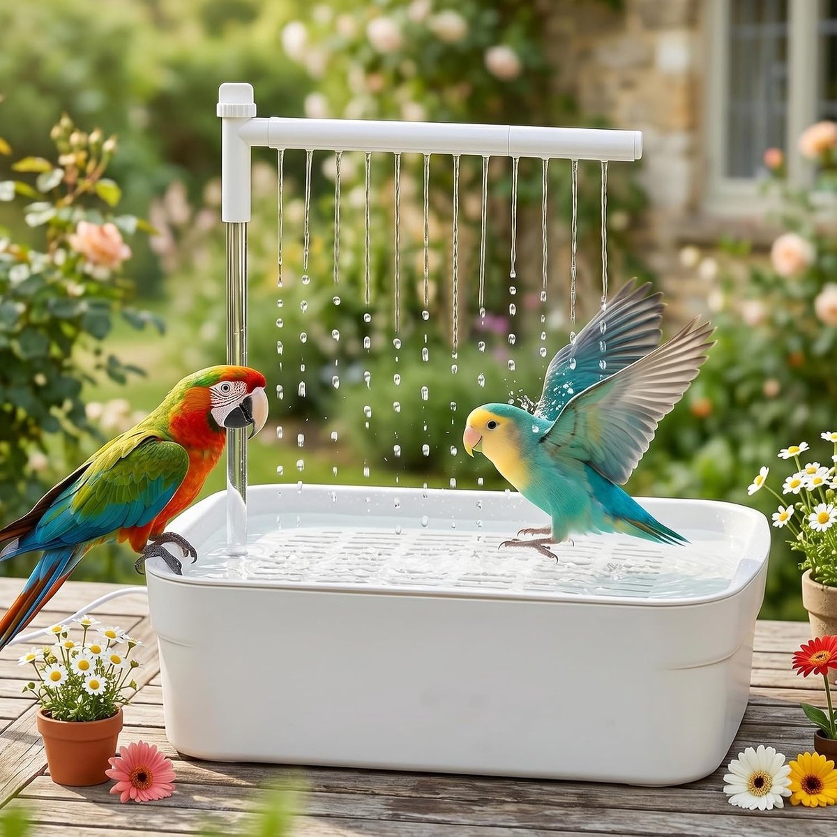 Vogelbad voor parkieten - automatische vogelbad met USB-pomp - stil met waterval - bevorderd badinstinct - ShopVlot