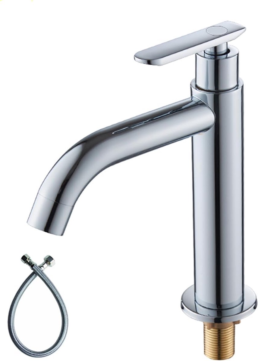 Wastafelkraan enkele koud - messing chroom - eenvoudig te installeren - waterbesparend - ShopVlot