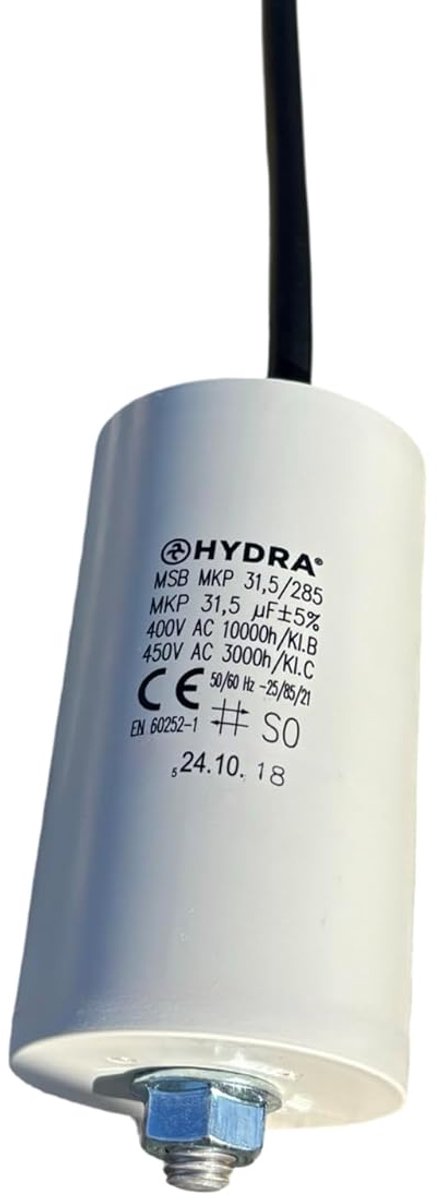 Capacitor 31,5µF - Ø 45 x 94 mm - Kabel - Ideaal voor elektrische motoren - ShopVlot