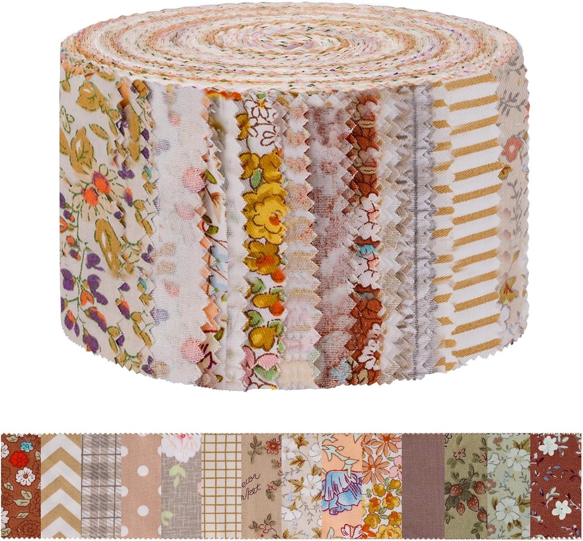 Stofstrips voor quilten 6,35 x 112 cm - 42 katoen strips - 14 verschillende bloemenprints - ideaal voor naaiprojecten - ShopVlot