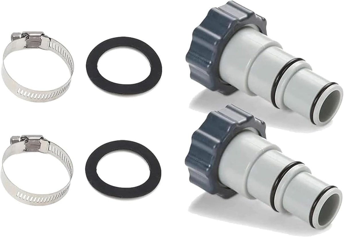 Pool adapter 38 mm en 32 mm - 2-delige set - inclusief slangklemmen - verbetert waterkwaliteit - ShopVlot