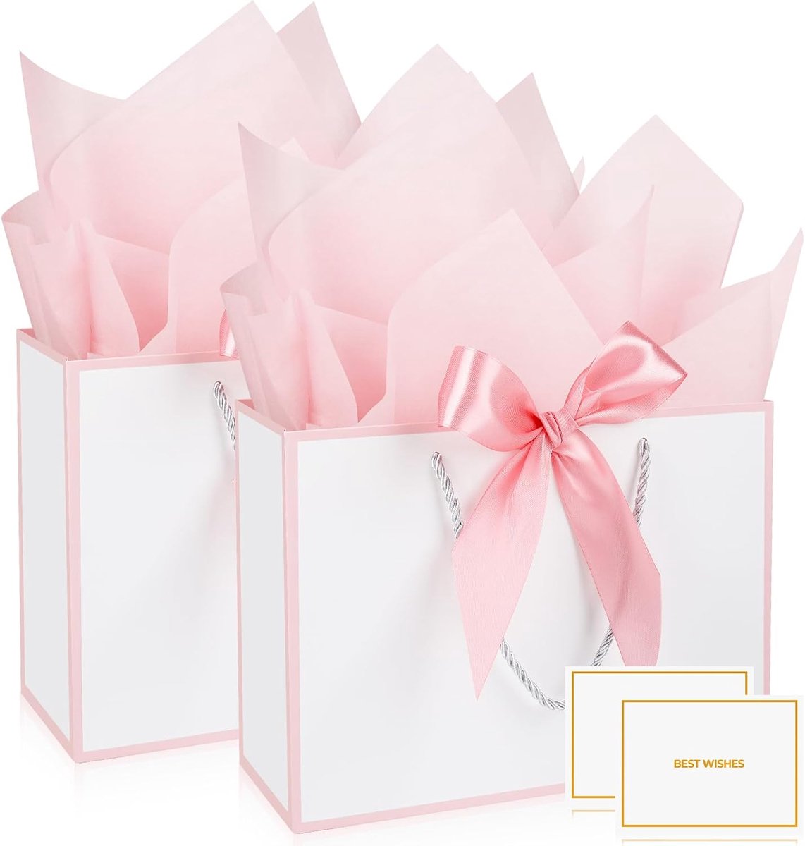 Papieren cadeauzakjes 20 x 10 x 28 cm - met 2 zakdoeken en kaarten - elegante verpakking - perfect voor verjaardagen - ShopVlot