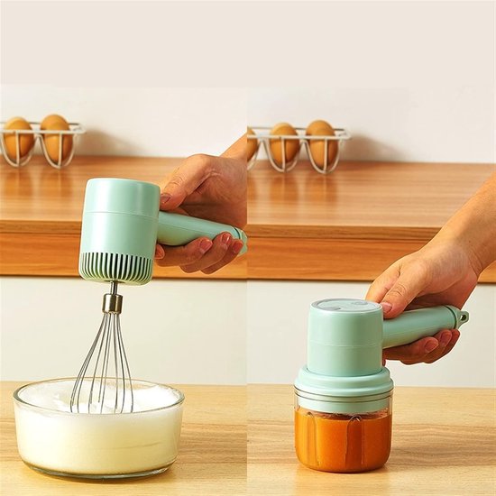 Draadloze Mixer - Mini Mixer Elektrisch - Bakken en Mixen - Roestvrijstalen garde - 94 x 64 x 205mm - Groen — afbeelding 3