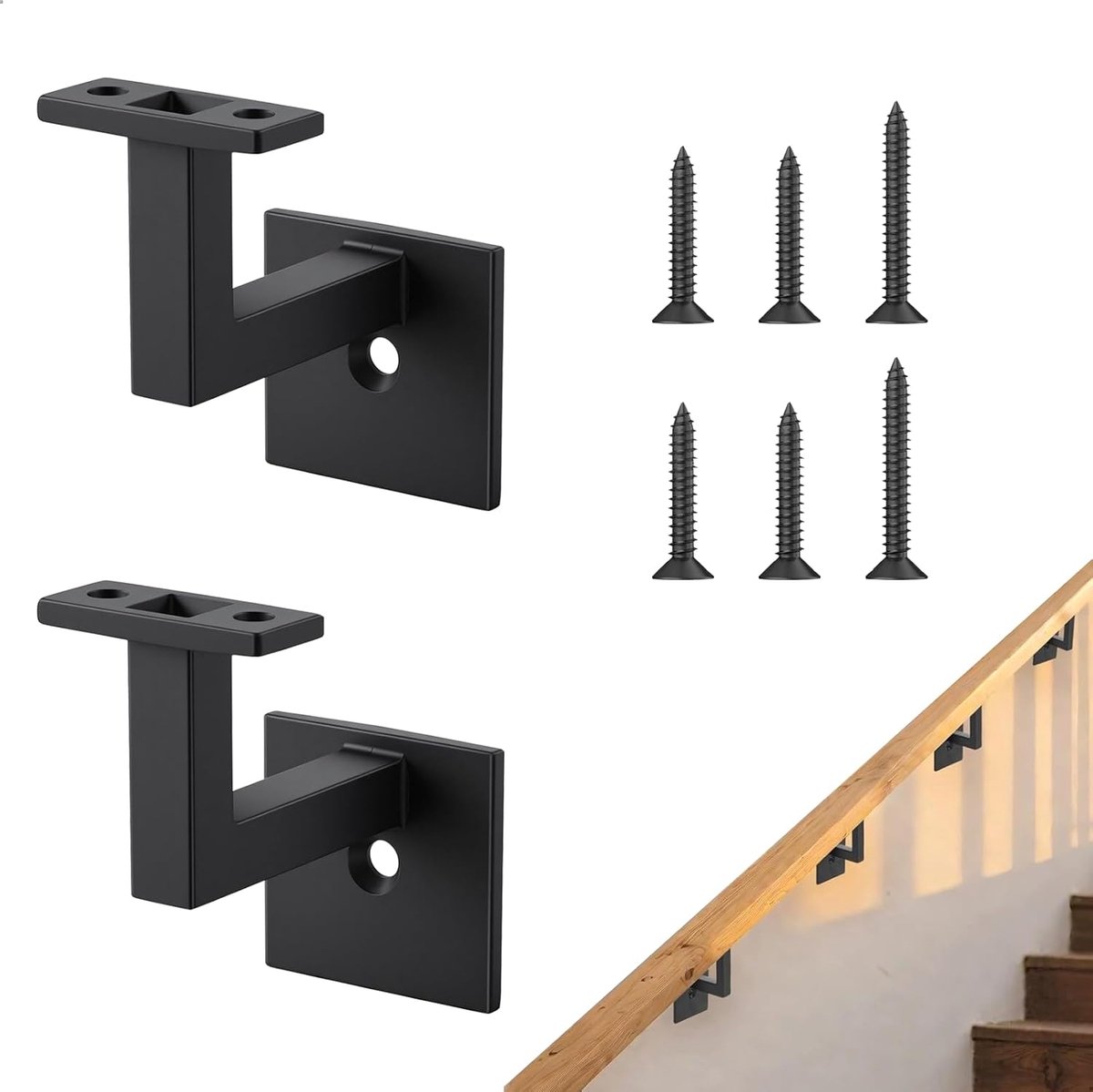 Handrail houder set van 2 - zwart - roestvrijstaal - duurzame ondersteuning voor leuningen - ShopVlot