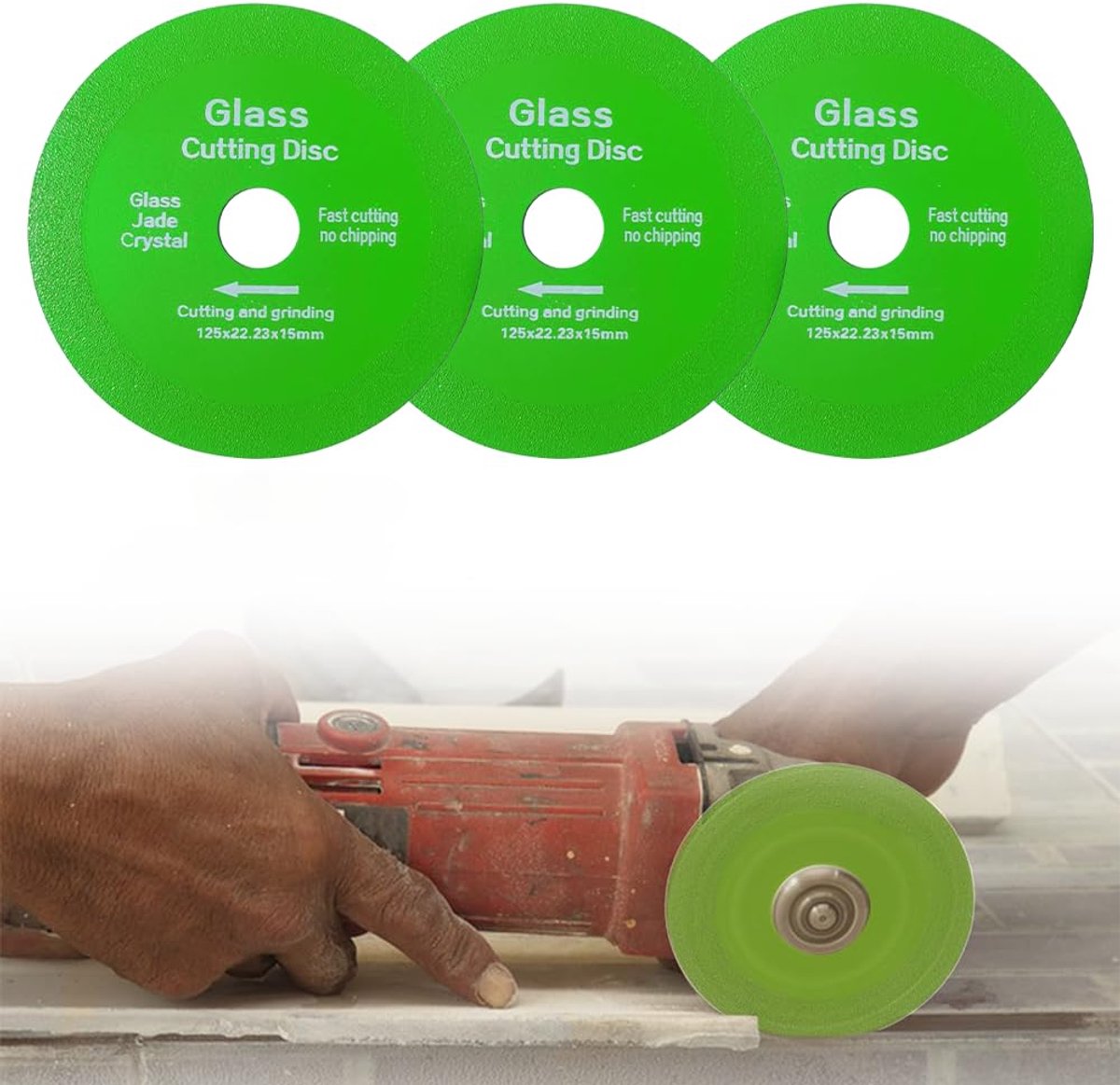 Glassnijder 3 stuks - Diamantschijf Ø 125 mm - Voor glas, porselein en kristal - Duurzaam en slijtvast - ShopVlot