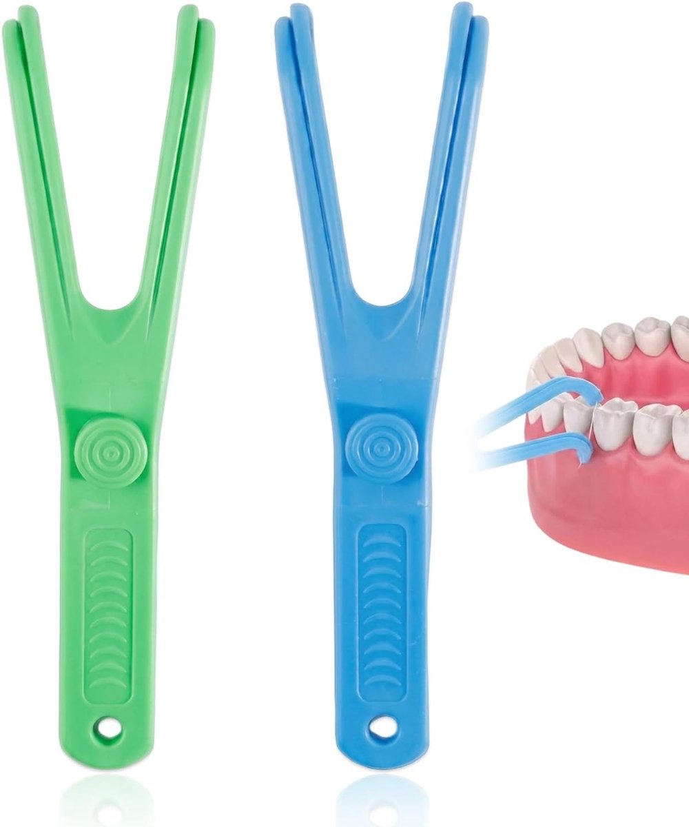 Floss Pick tandreiniging - 2 stuks - herbruikbaar - effectieve mondhygiëne - ShopVlot