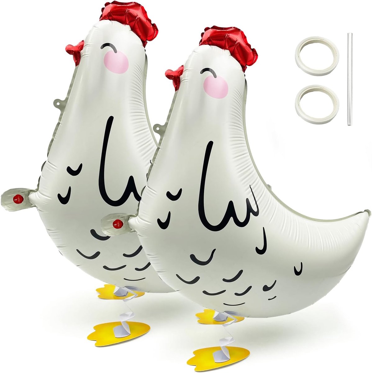 Opblaasbare dierenballonnen - 2 stuks kippenballonnen - feestdecoratie - perfect voor verjaardagen - ShopVlot
