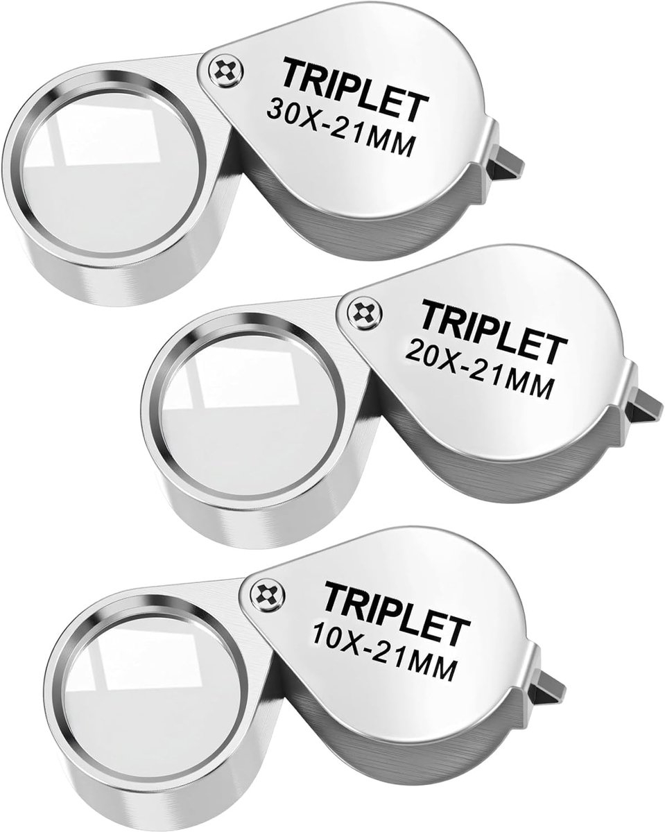 Vergrootglas set van 3 (10x, 20x, 30x) - opvouwbare zakloep - kristalheldere HD-look - ideaal voor munten en sieraden - ShopVlot