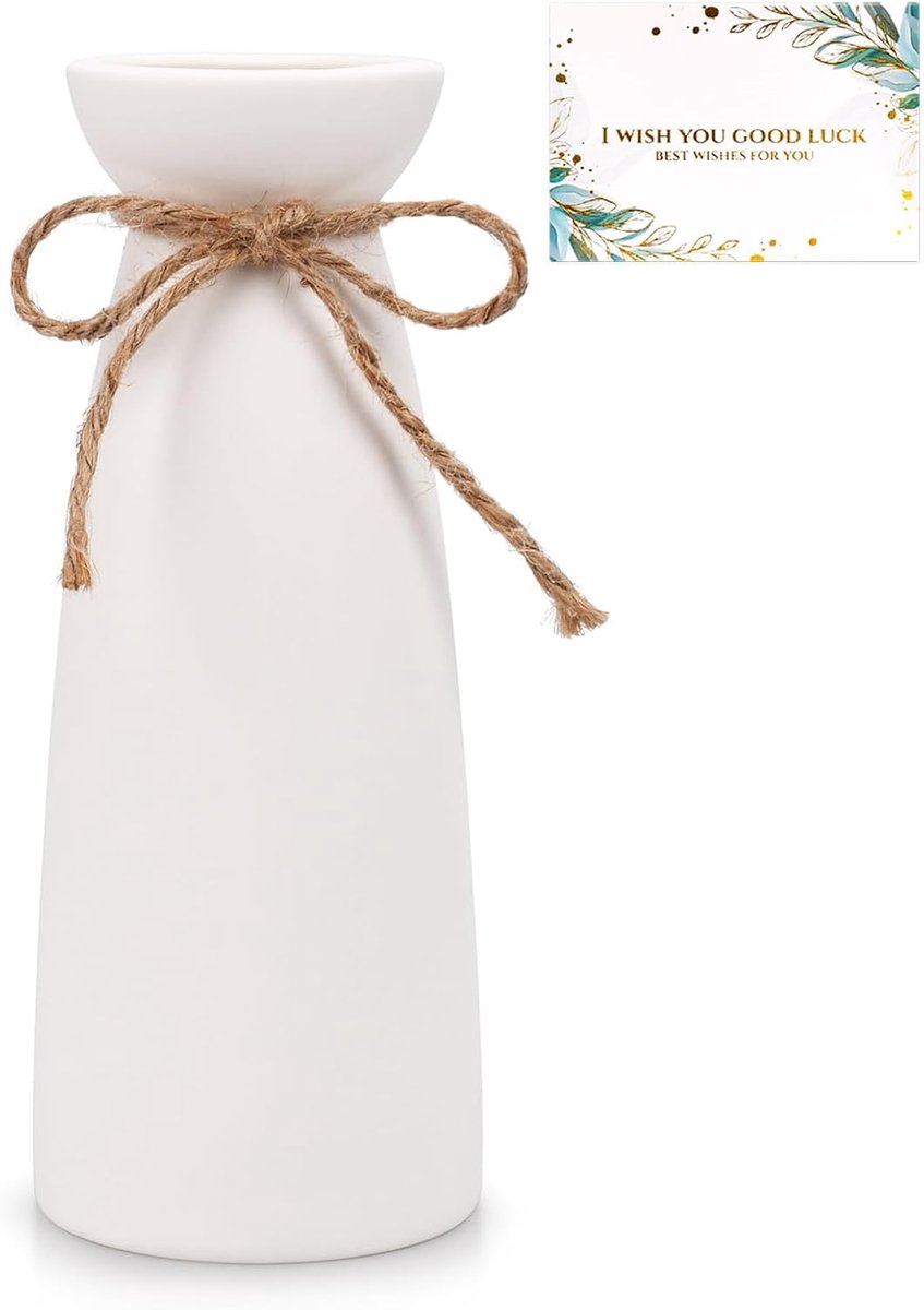 Vaas voor pampasgras - Elegante matte witte keramische vaas - Geschikt voor gedroogde bloemen - ShopVlot