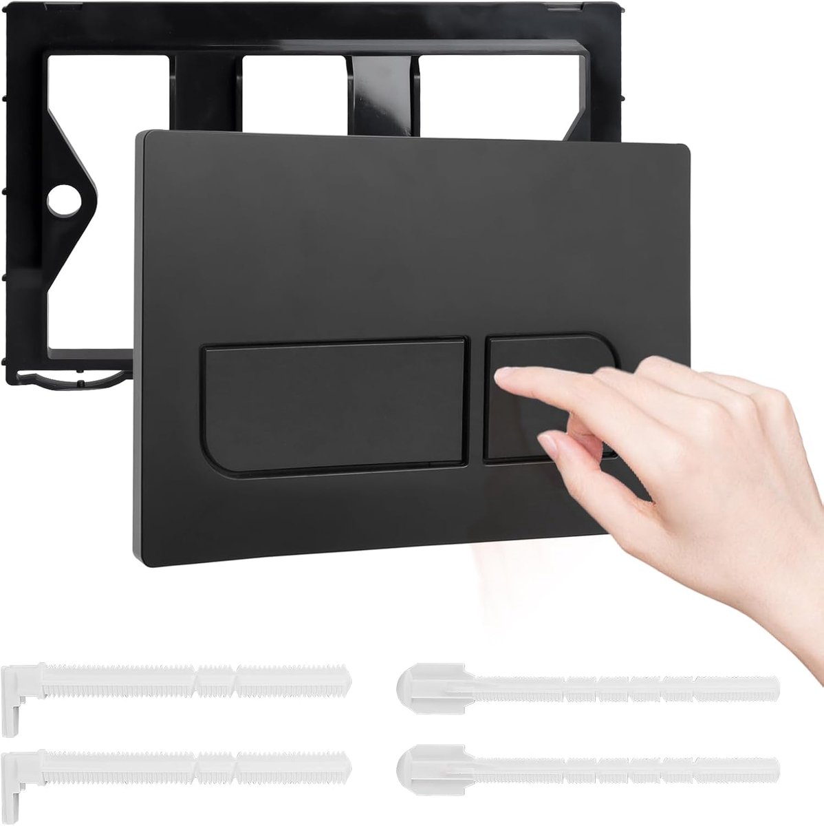 Controleplaat, spoelplaat - zwart - met installatieframe - perfect compatibel met Geberit - ShopVlot