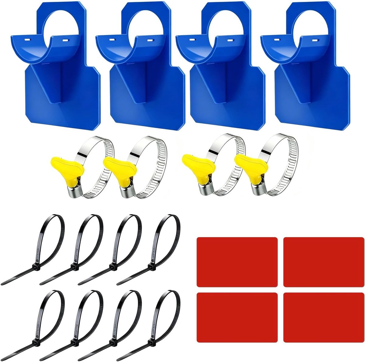 Set van 4 Poolslanghouders - Inclusief slangklemmen en kabelbinders - Voorkomt doorslapen van de slang - ShopVlot