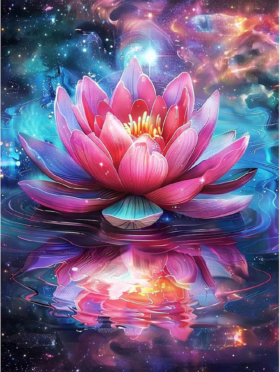 Diamant schilderen set 30 x 40 cm - Lotus bloem design - Inclusief alle benodigdheden - Perfect voor ontspanning - ShopVlot