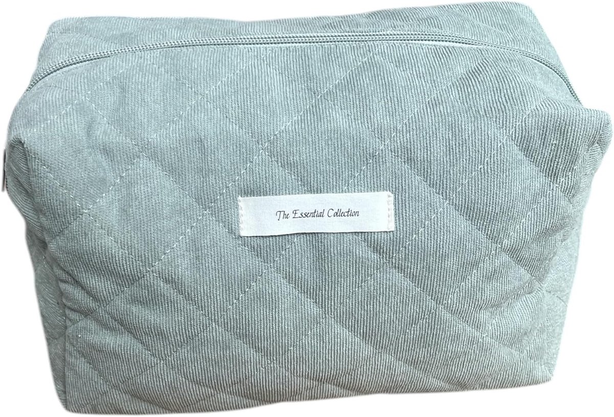 Toilettas XL - microfiber - groen en beige - ideaal voor reizen - ShopVlot