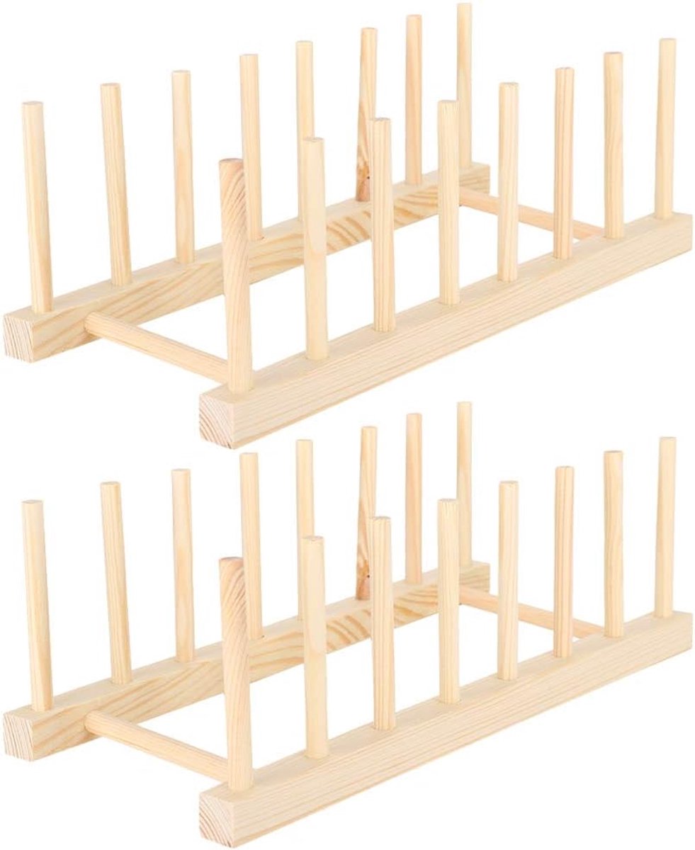 Afwasrek 2Pcs Houten - Sterk en duurzaam - Milieuvriendelijk - Ideaal voor keukenorganisatie - ShopVlot