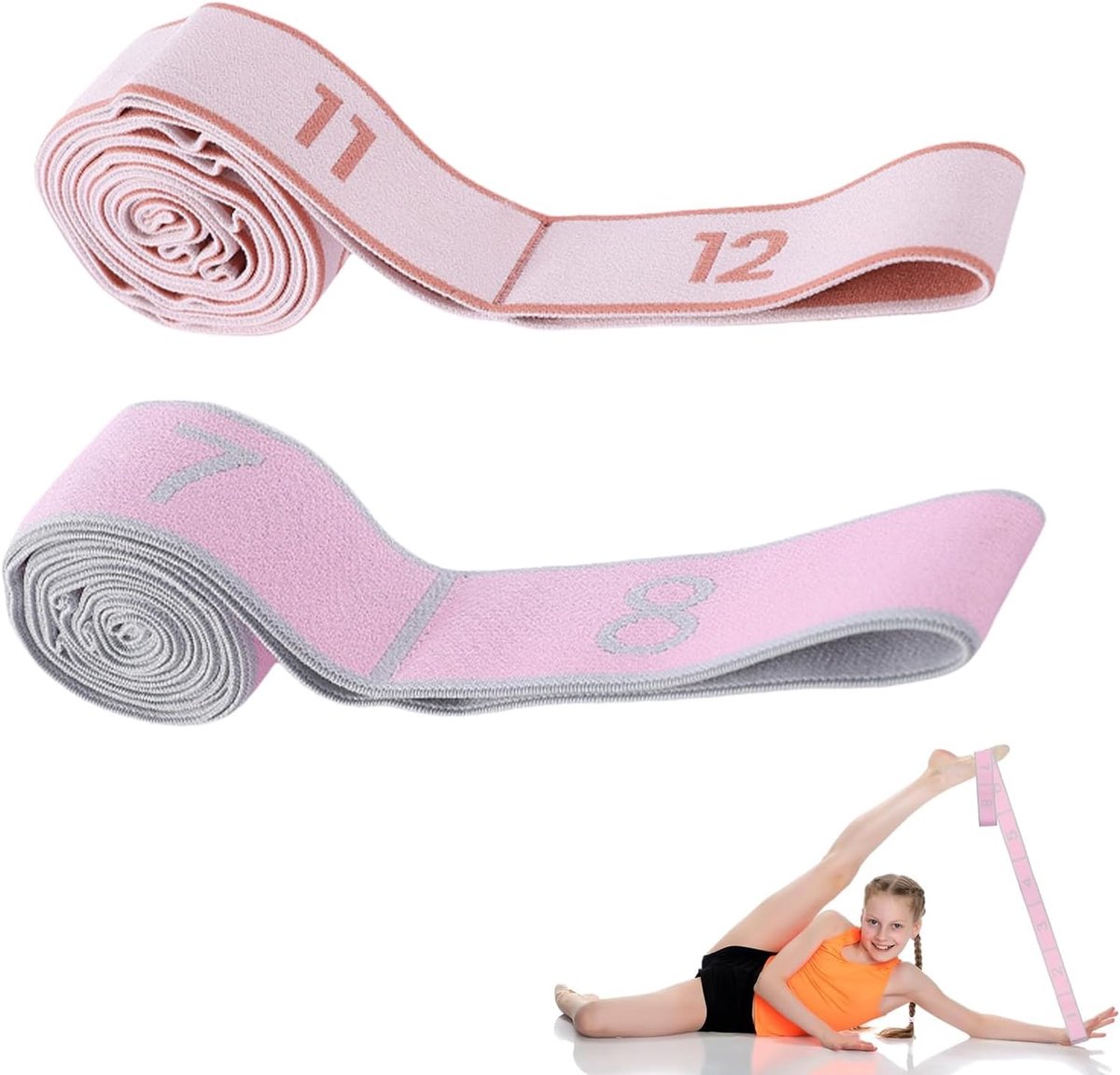 Yoga-stretchband 2 stuks - 8 lussen - duurzaam materiaal - voor fitness en stretchoefeningen - ShopVlot