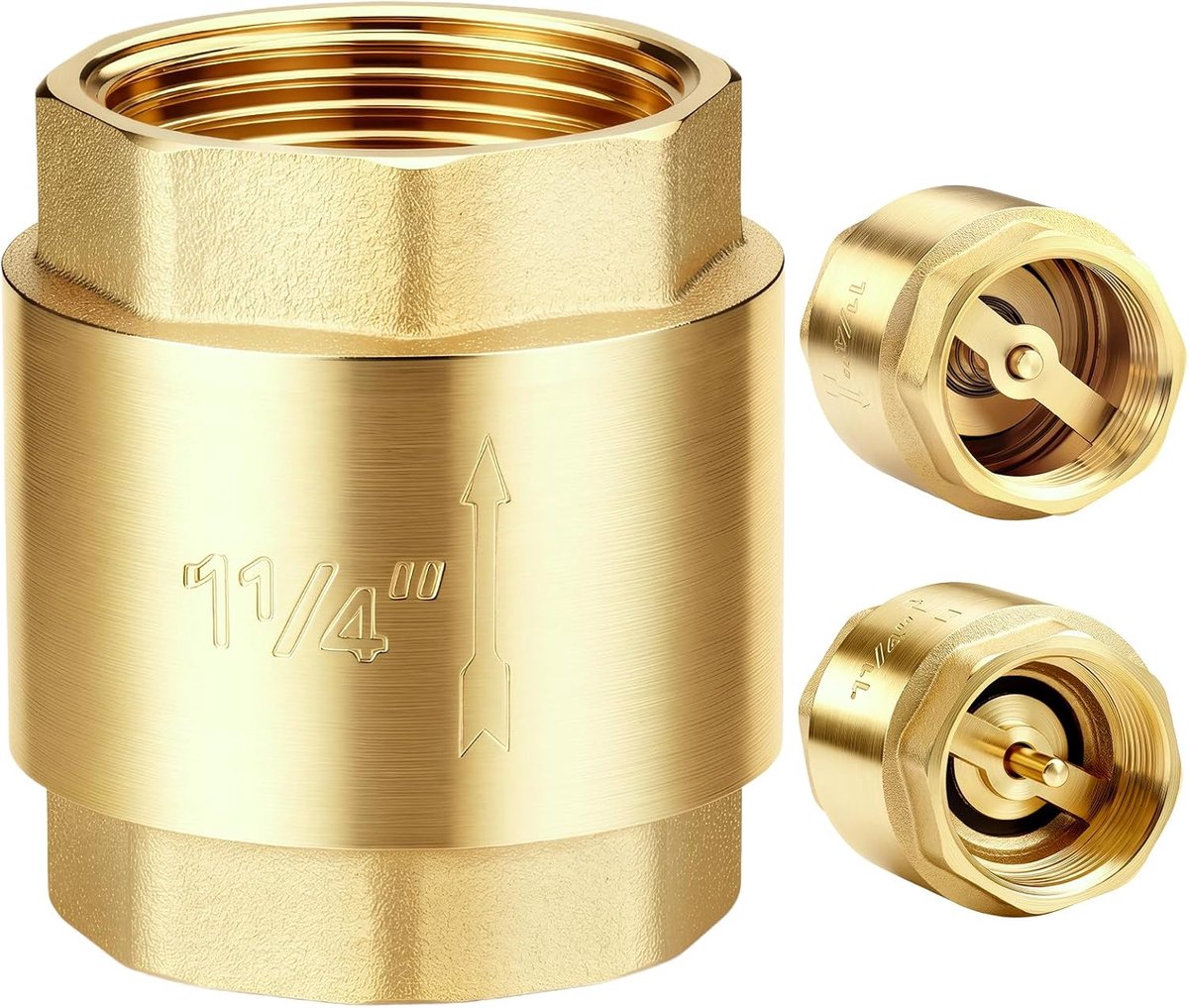 Terugslagklep 1 1/4 Inch - Messing - Binnendraad - Betrouwbare terugstroombeveiliger voor waterleidingen - ShopVlot