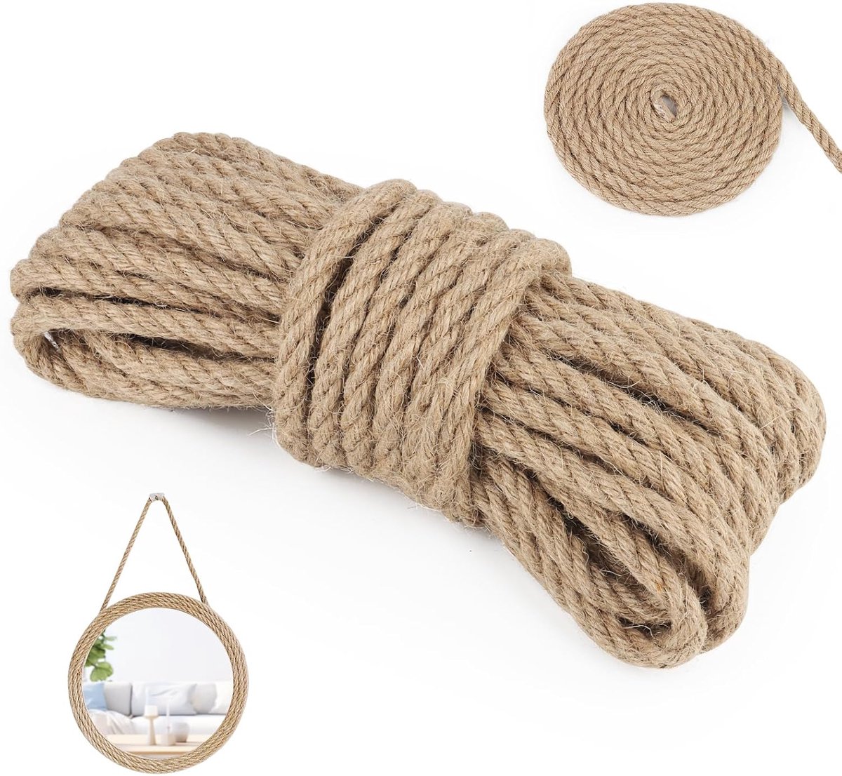 Jute touw 10mm x 10m - natuurlijke hennep - sterk en betrouwbaar - ideaal voor DIY-projecten - ShopVlot