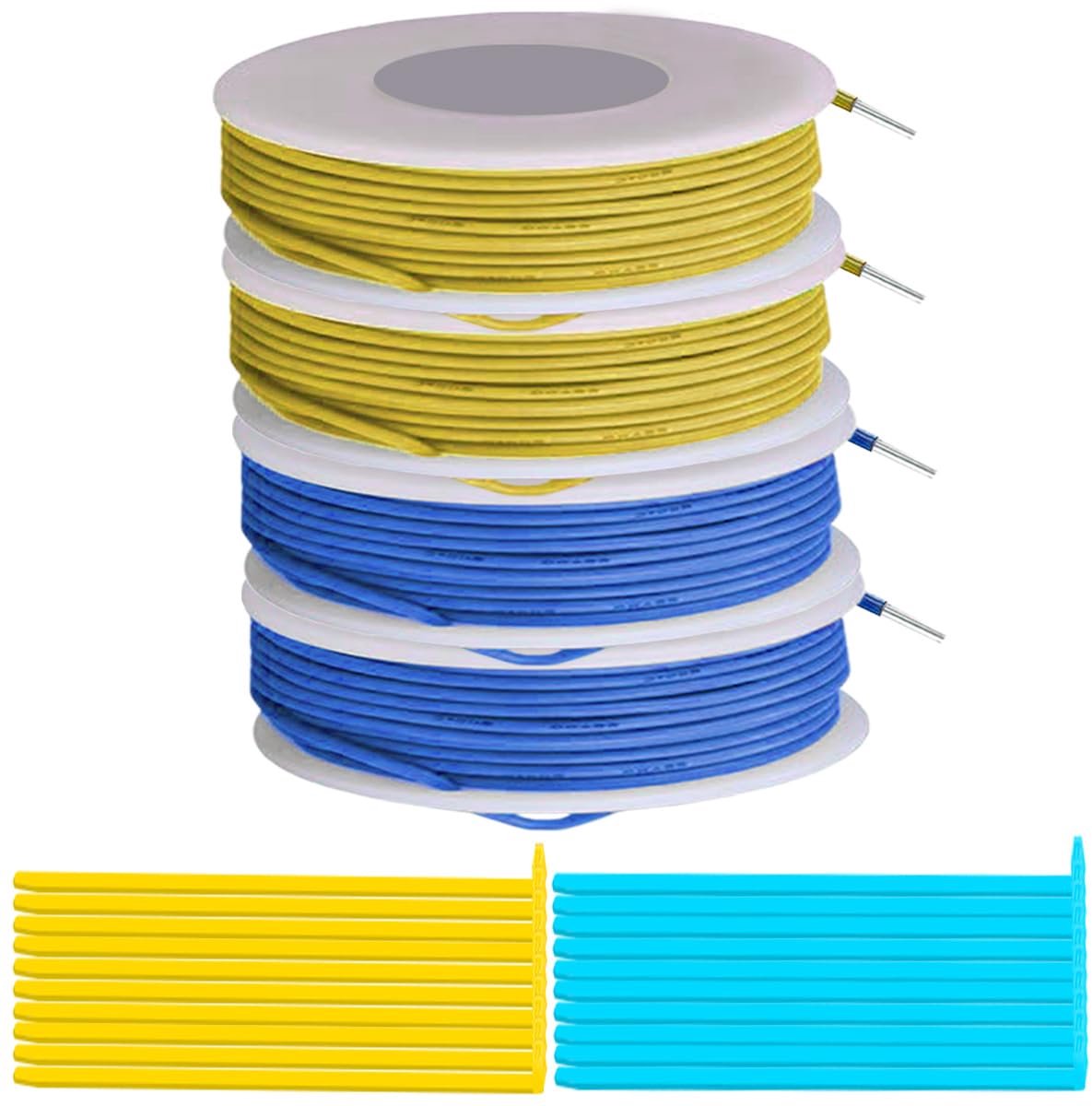 Massieve elektrische draad 20 AWG - PVC isolatie - Geel/blauw - Ideaal voor elektronica en doe-het-zelvers - ShopVlot