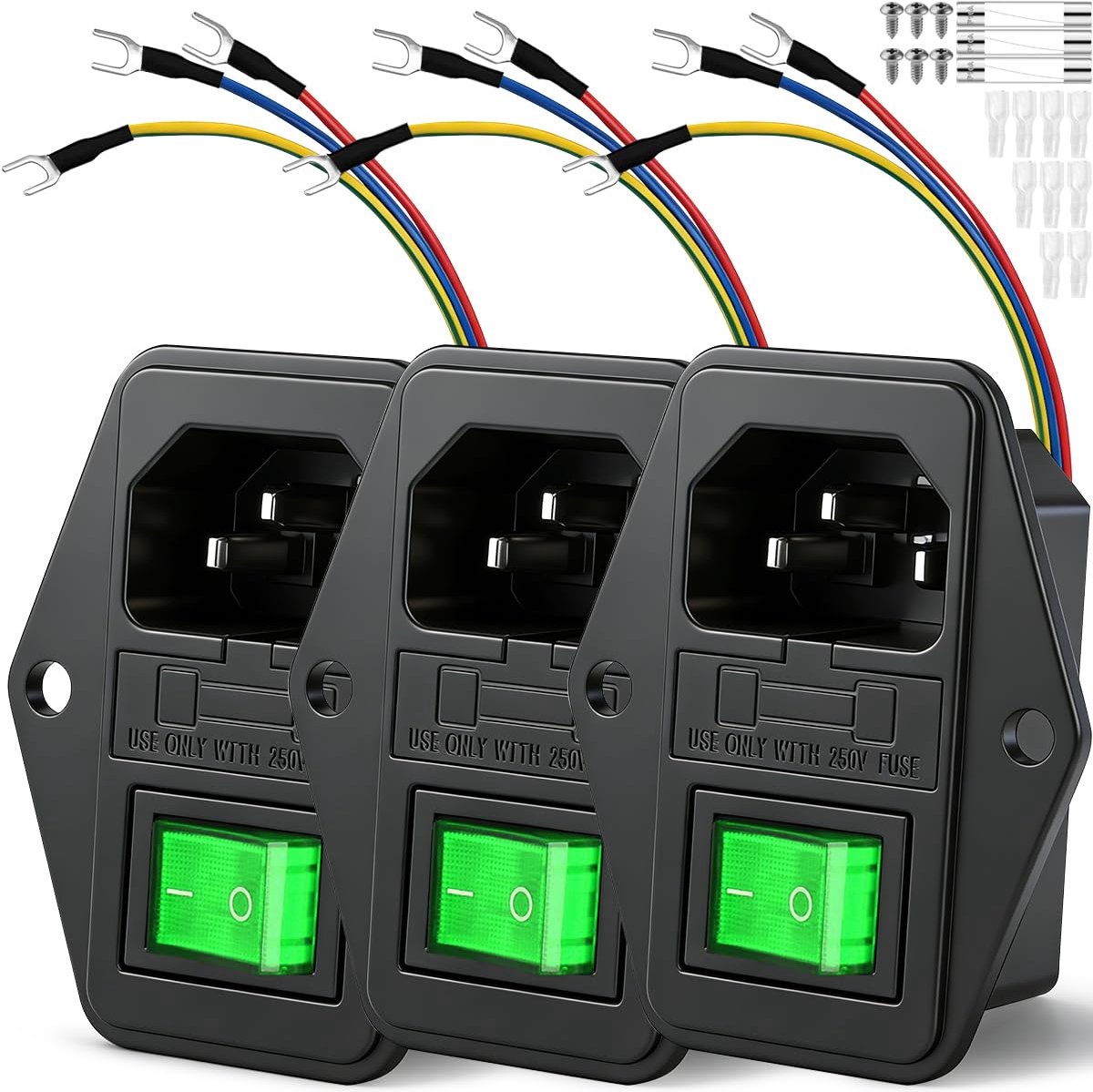 Tuimelschakelaar stopcontact 3-polig - 10 A 250 V - met groene led-indicator - voor 3D-printer - ShopVlot