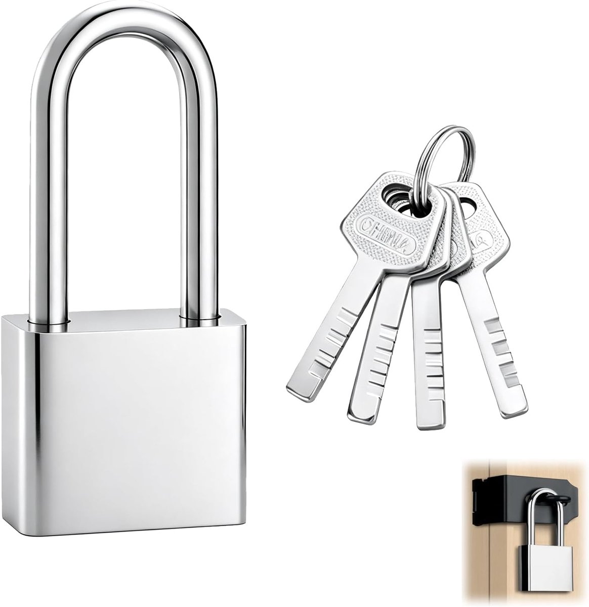 Hangslot 40 mm - verchroomd ijzer - robuust en inbraakbestendig - ideaal voor sportkasten - ShopVlot
