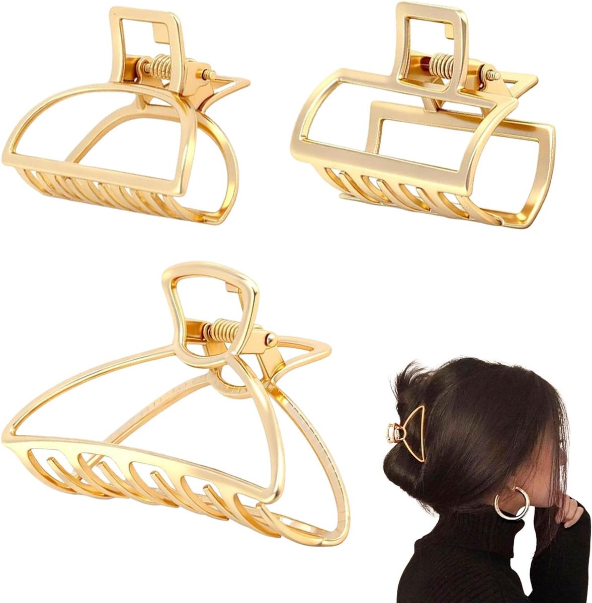 Haarspelden 3 Stuks - Gouden Metalen Haarclips - Elegant en Duurzaam - Perfect voor Alle Haartypes - ShopVlot