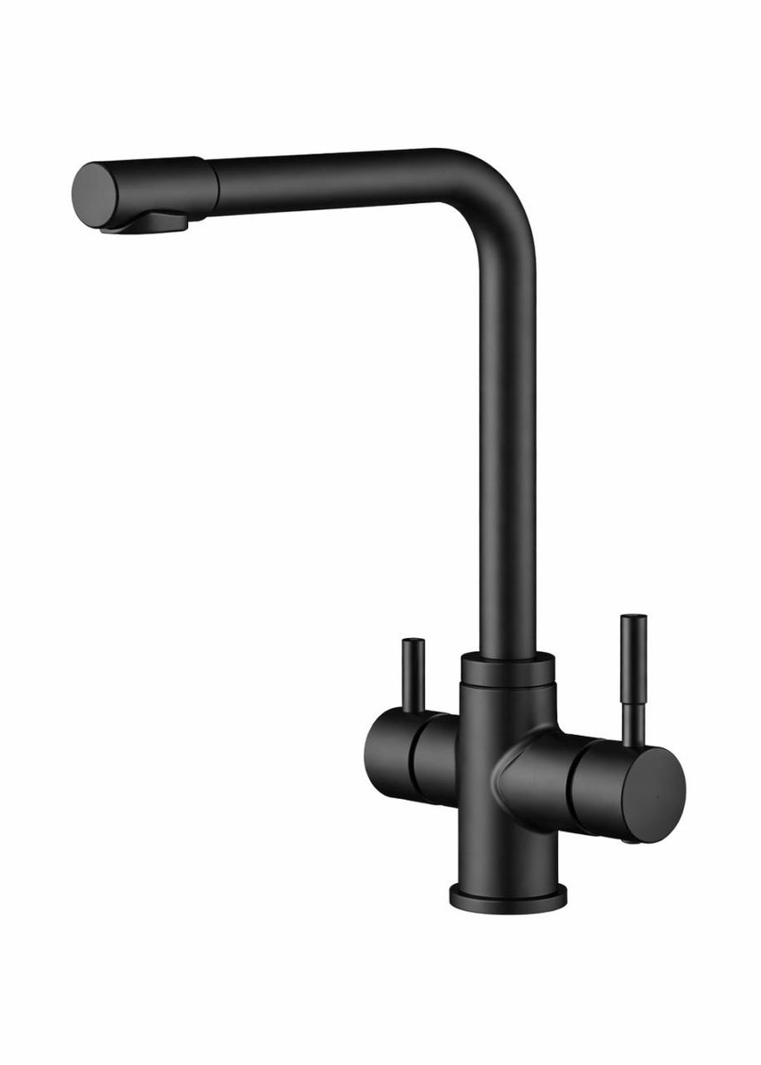 Aquanello Limpia Massieve RVS 3-weg Keukenkraan Zwart met Gefilterd Water BL-1600-LP