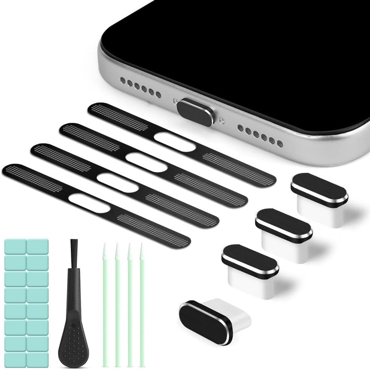 USB-C stofpluggen set 14-delig - stofbeschermingsset voor telefoon - reinigingsset - ShopVlot