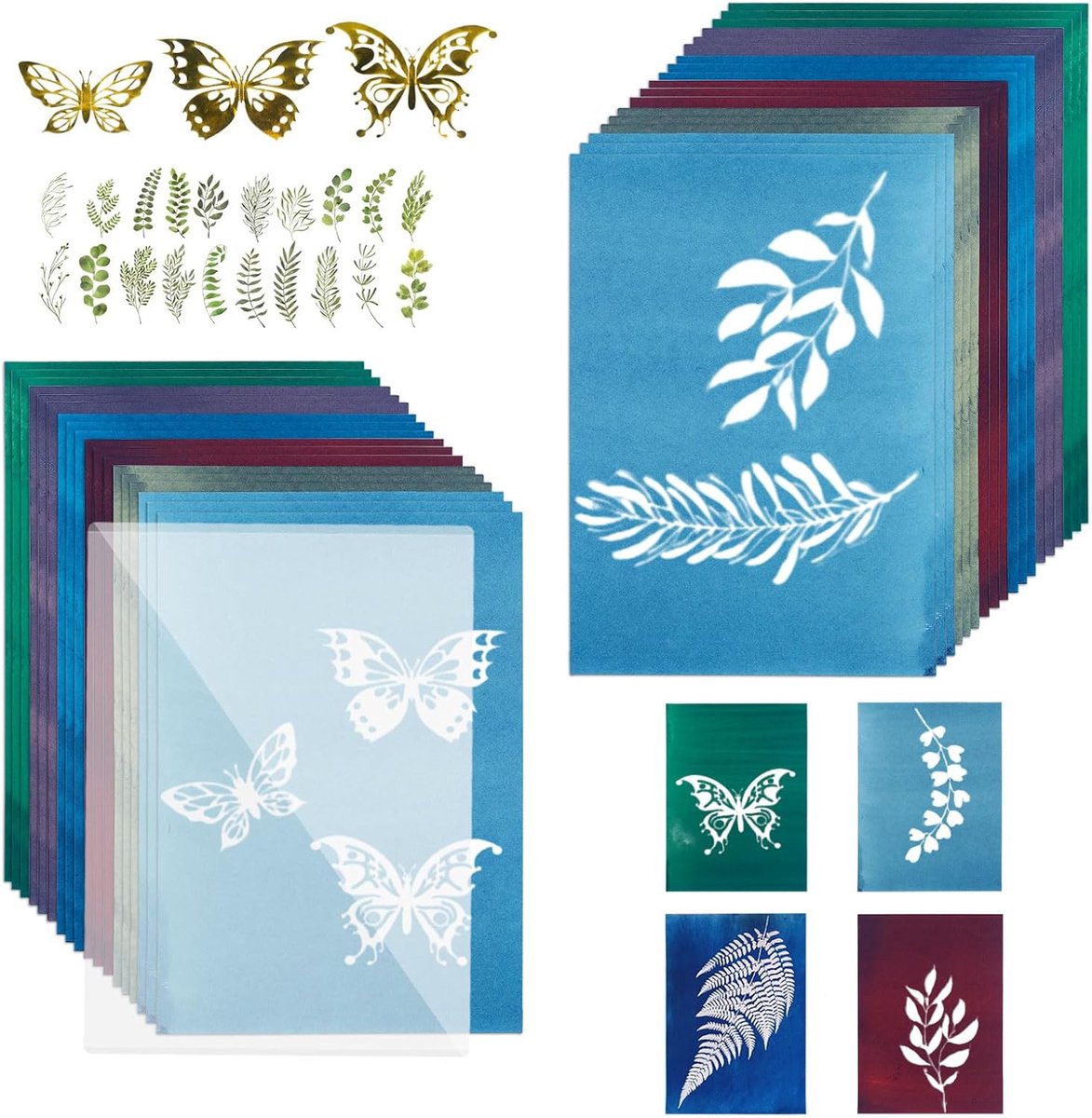 Cyanotype set van 60 zonnepapier - fotopapier voor kinderen en volwassenen - ShopVlot