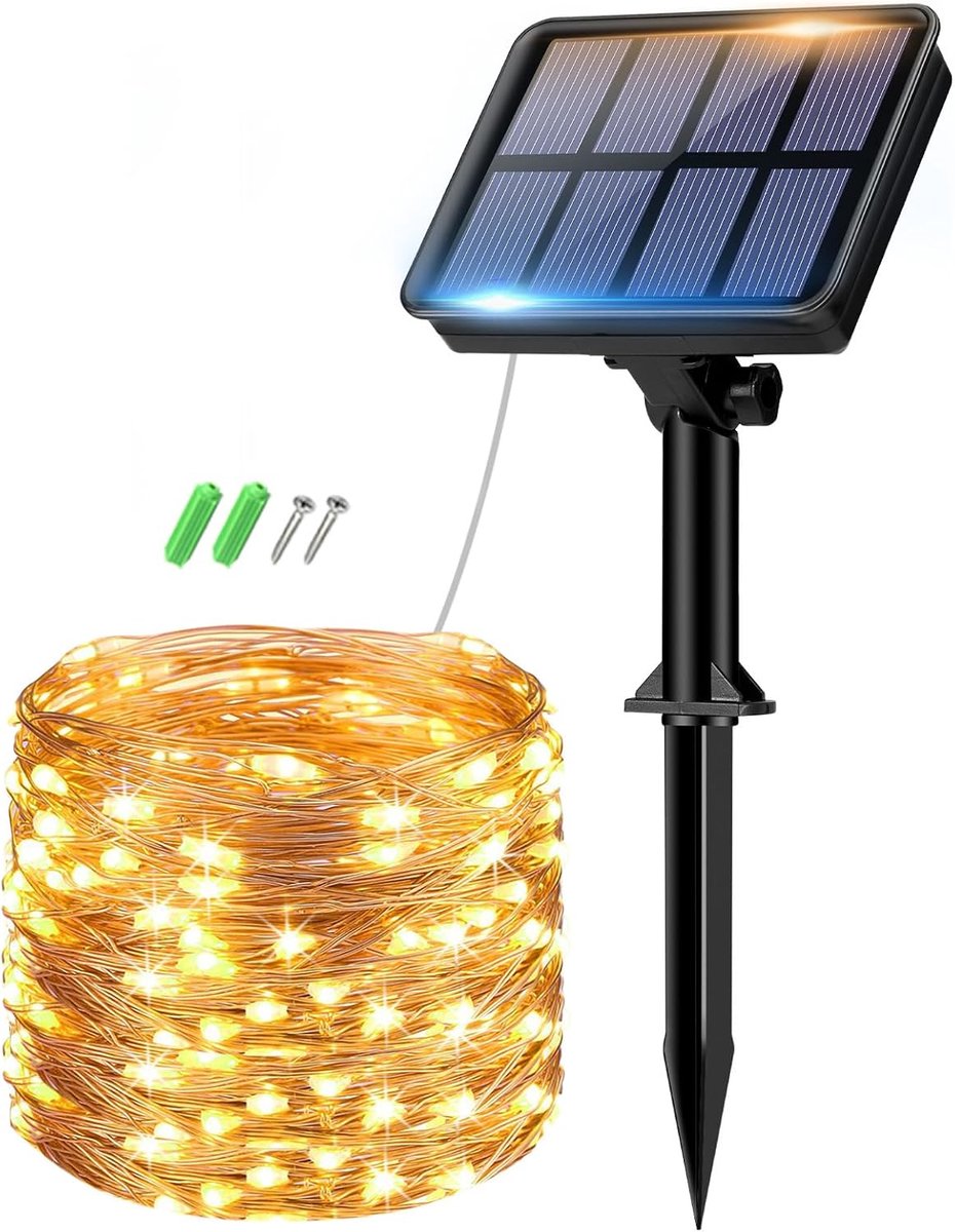 lichtsnoer op zonne-energie - warmwit - waterdicht - ideaal voor tuin en terras - ShopVlot