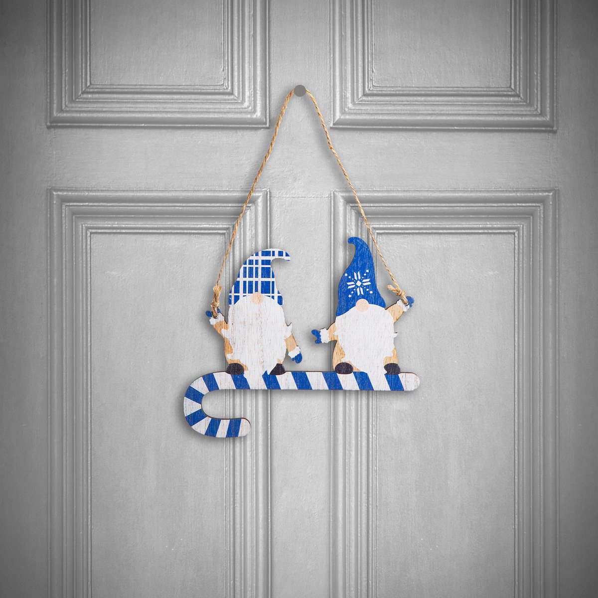 Kerstdecoratie - Houten, blauwe elf - 15 cm 1 Stuks [58546B]