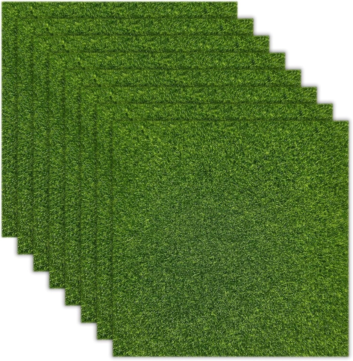 Kunstgras 15x15cm - 8 Stuks Mini Kunstgras - Polyester - Voor Miniatuurtuinen en Ambachten - ShopVlot
