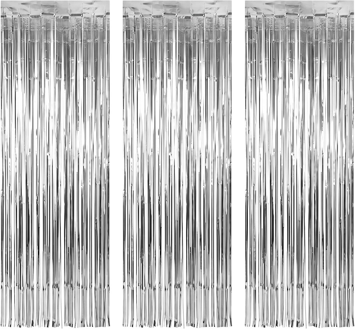Lametta metalen gordijnen 300cm - zilver glitter - hoogwaardige reflectie - feestdecoratie - ShopVlot