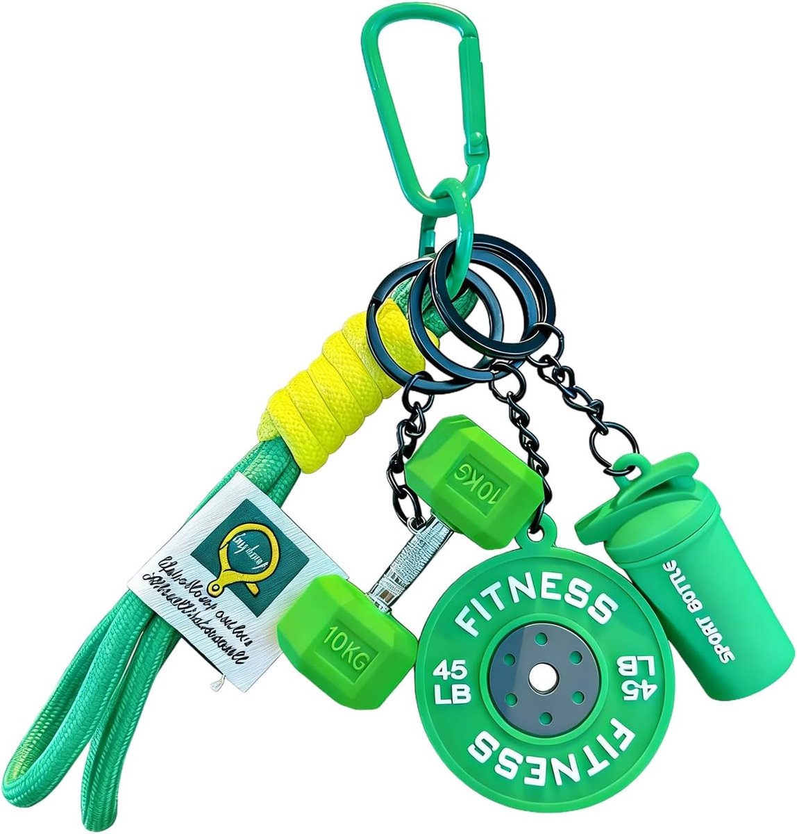 Fitness sleutelhanger met dumbbell en gewichtsschijf - bodybuilding accessoires - tas hanger - SnelShoppen