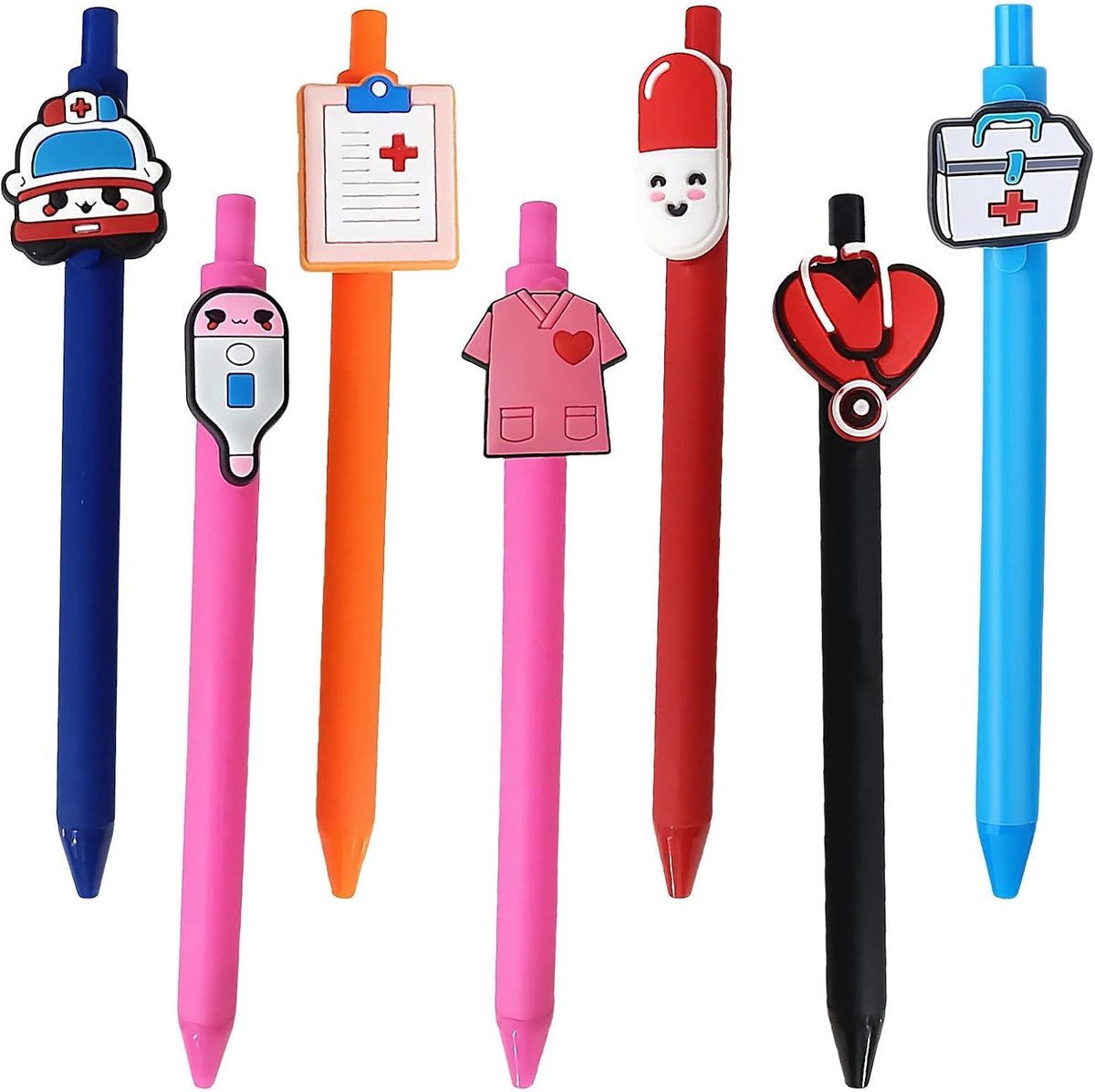 Nurse pennen set 7 stuks - retractable balpen - 0,5 mm - leuk en functioneel voor verpleegkundigen - SnelShoppen