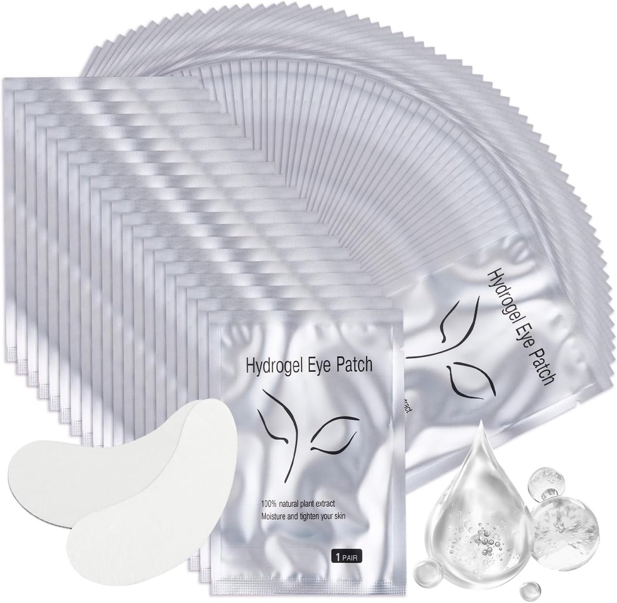 Eyelash Extension Eye Pads - 100 Paar Lintvrije Onder-Oog Pads - Zilver - SnelShoppen