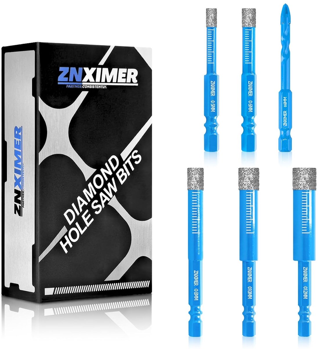 Boormachine set diamantboren 5-delig - Ø5-10 mm voor keramiek, glas, porselein - perfect voor droog en nat boren - SnelShoppen