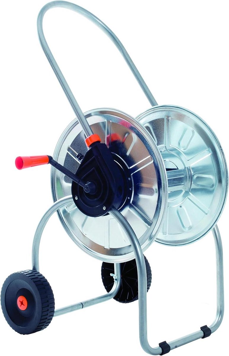 Slangwagen - Slanghouder Trolley - Tuinslang Opbergen - Verzinkt Staal - 50 meter - Grijs